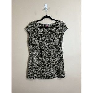 Vince Camuto Shirt Womens Small Brown Animal Print Gathered Neck Sleeveless Tank